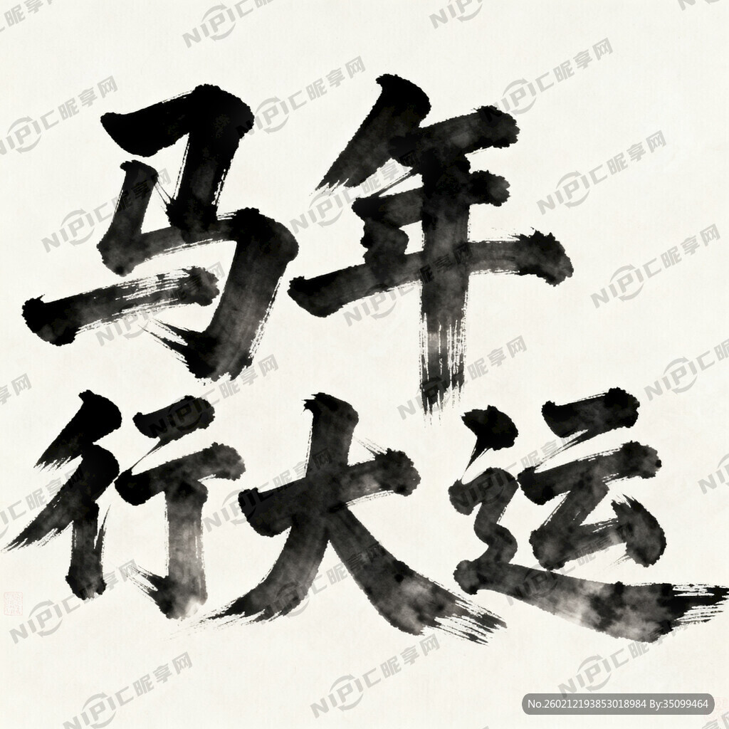 马年行大运 艺术字体 苍劲有力
