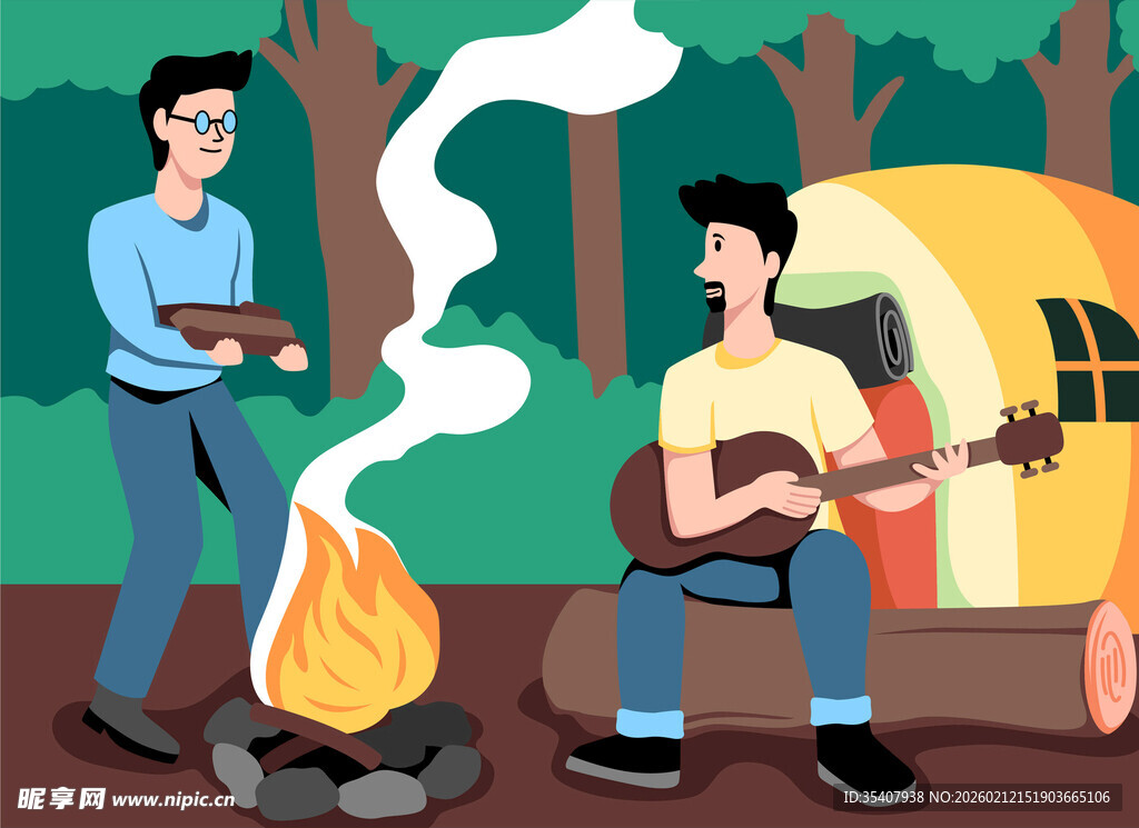 露营插画