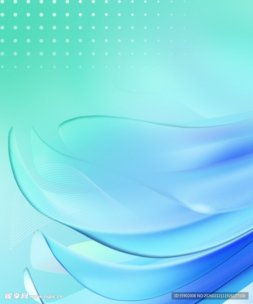 蓝绿渐变动感波浪背景图