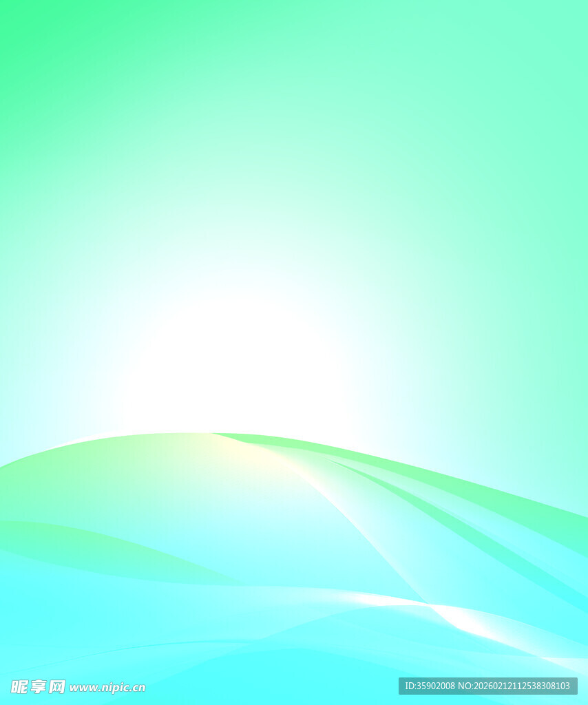清新渐变蓝绿波浪背景图