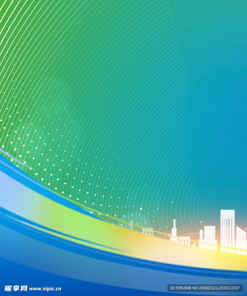 蓝绿渐变城市背景图