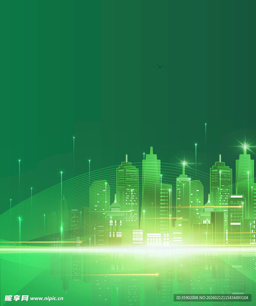 未来感绿色科技城市景观