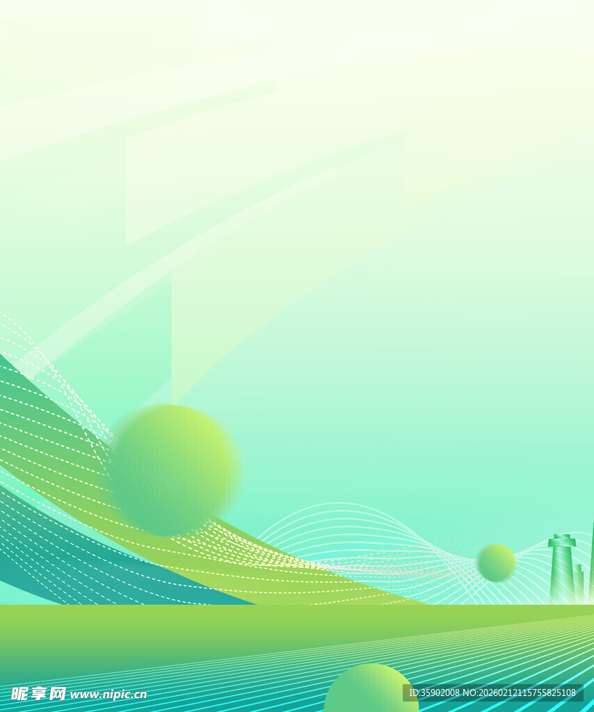 清新梦幻的绿色科技风景