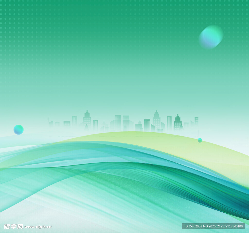 清新绿调波浪背景图