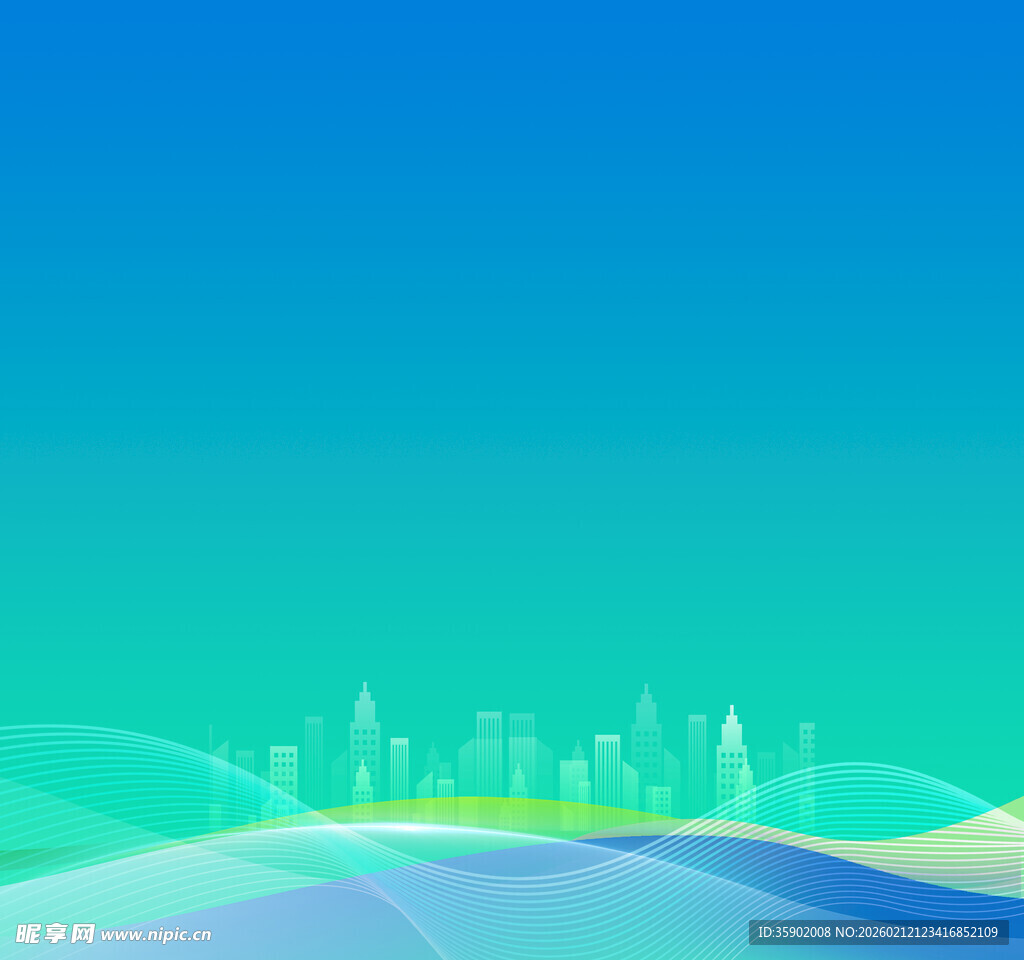 清新蓝绿渐变风景图