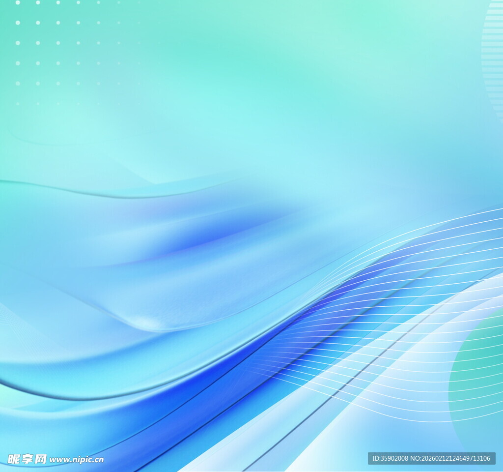 蓝绿色渐变波浪背景图