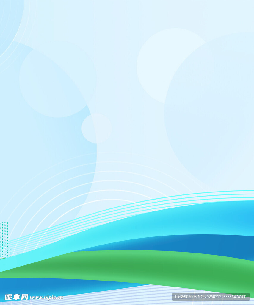 蓝绿渐变波浪抽象背景图