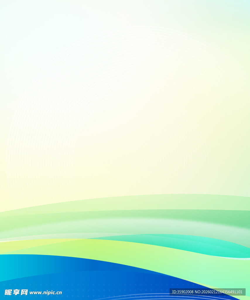 蓝绿渐变波浪背景图