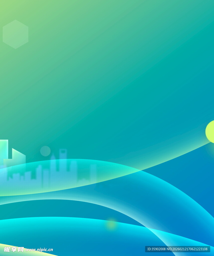 清新渐变蓝绿波浪背景图