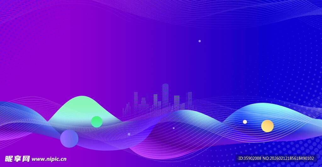 梦幻渐变海浪风景图