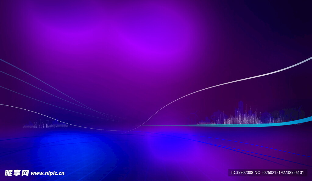 梦幻紫蓝渐变光影背景