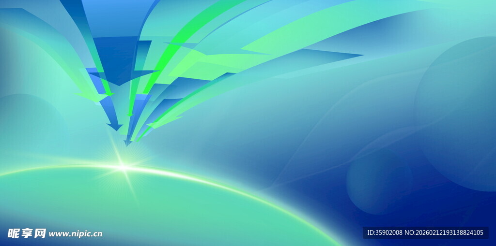 梦幻蓝绿渐变抽象背景图
