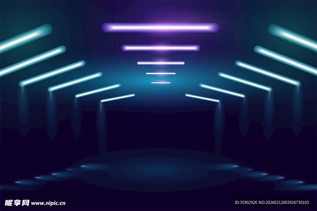 未来感霓虹灯光科幻通道