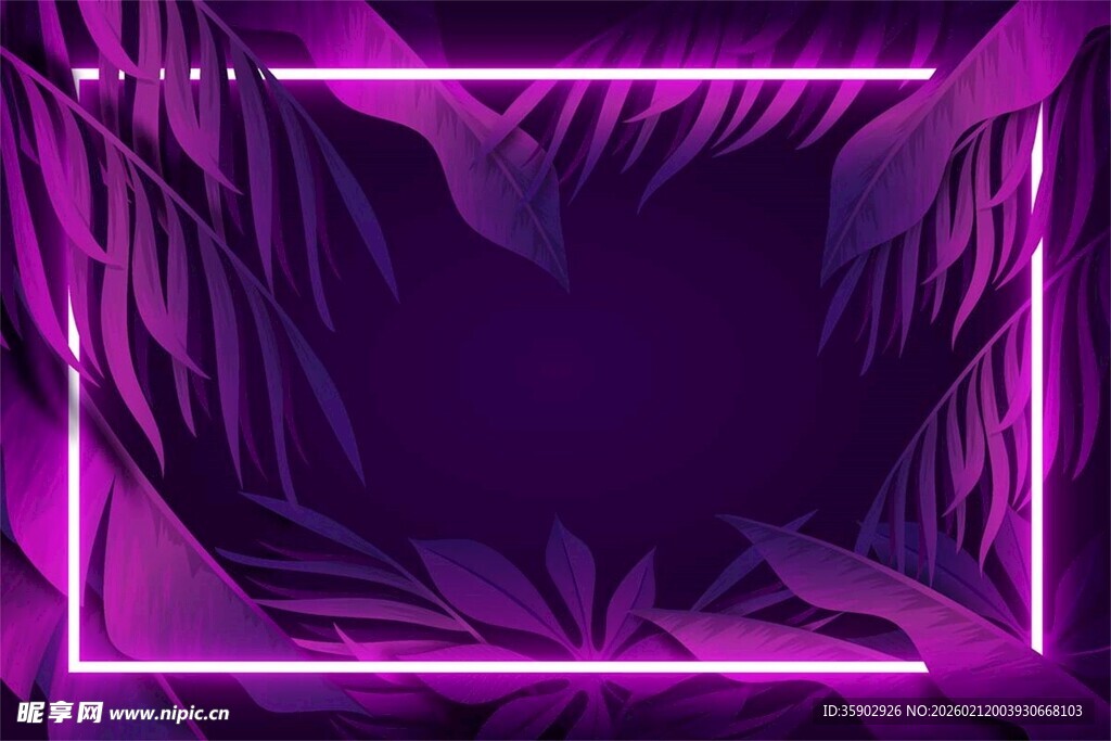 紫色霓虹边框背景图