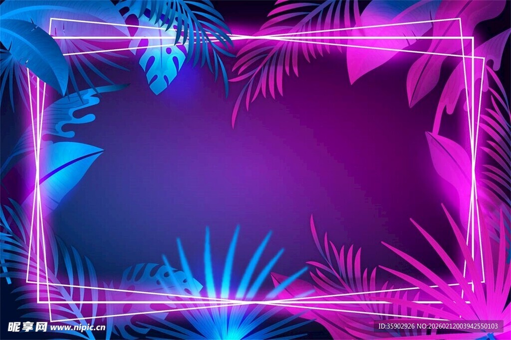 霓虹热带风边框背景图