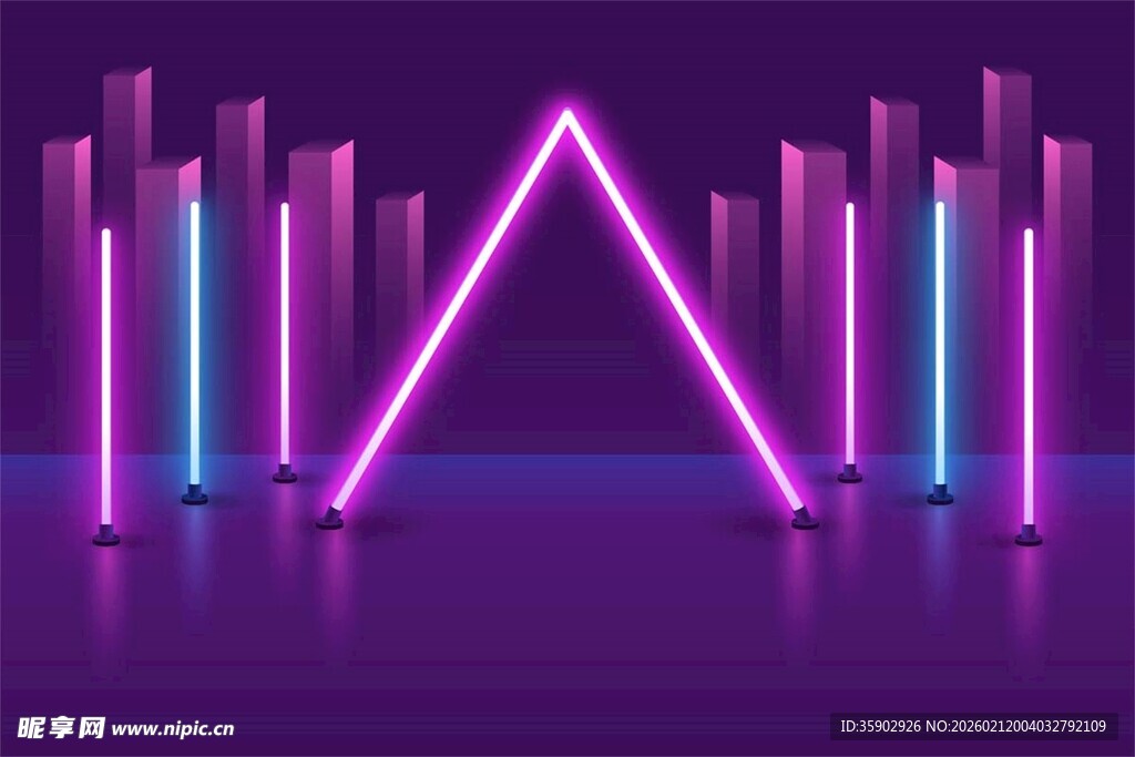 霓虹三角绚丽光影空间