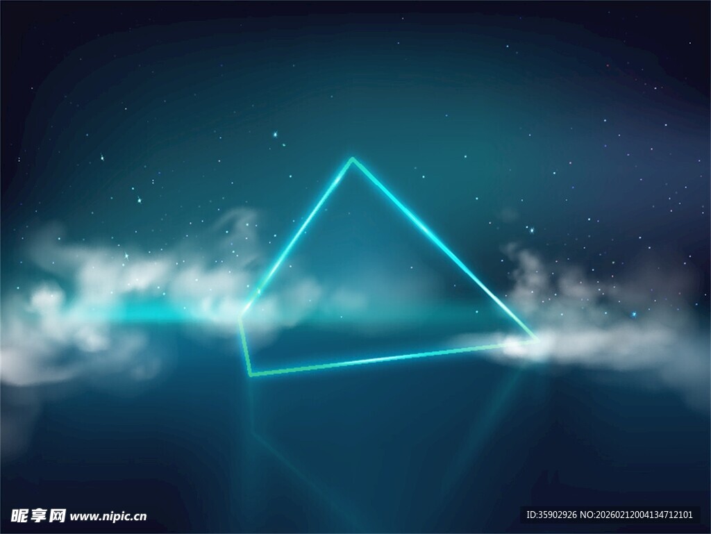 梦幻蓝光三角形烟雾场景