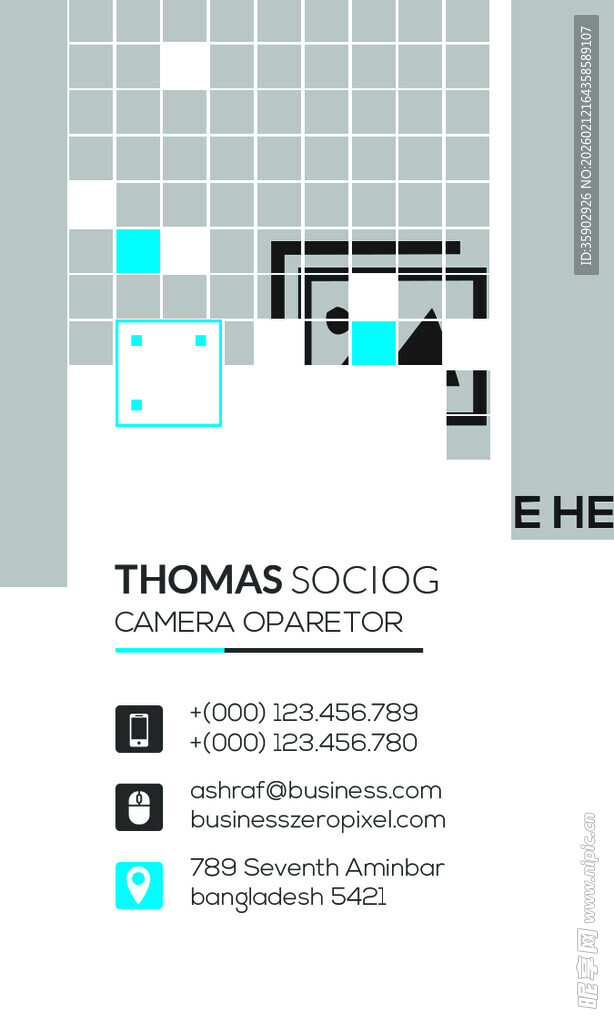 高档简约蓝色系名片模板