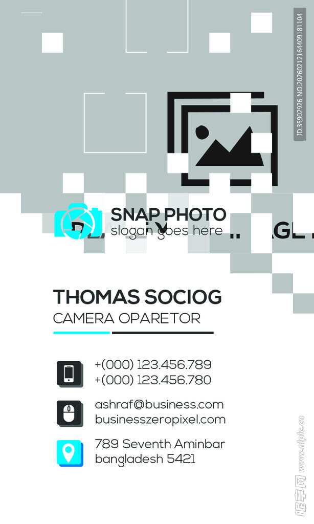 高档简约蓝色系名片模板