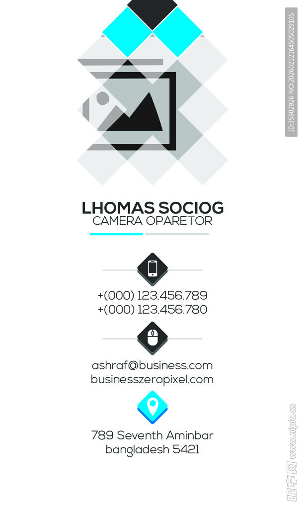 高档简约蓝色系名片模板