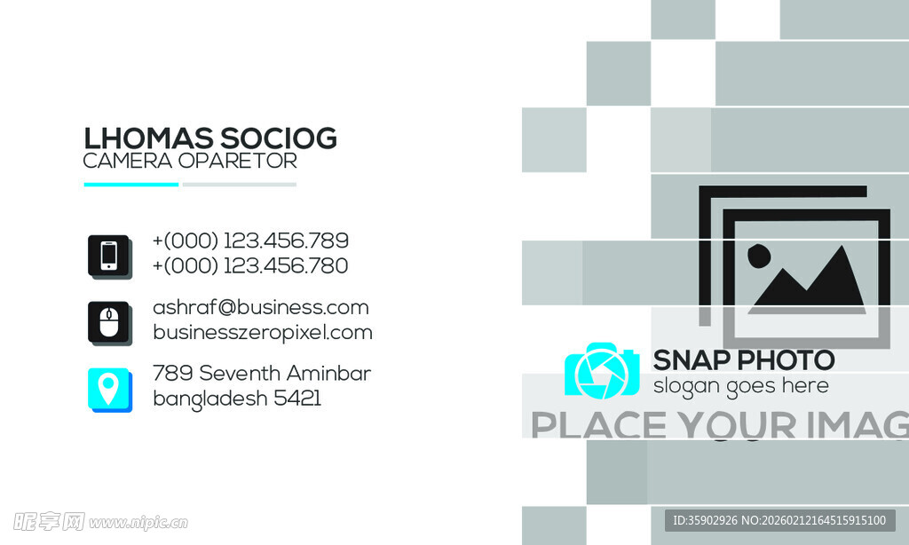 高档简约蓝色系名片模板