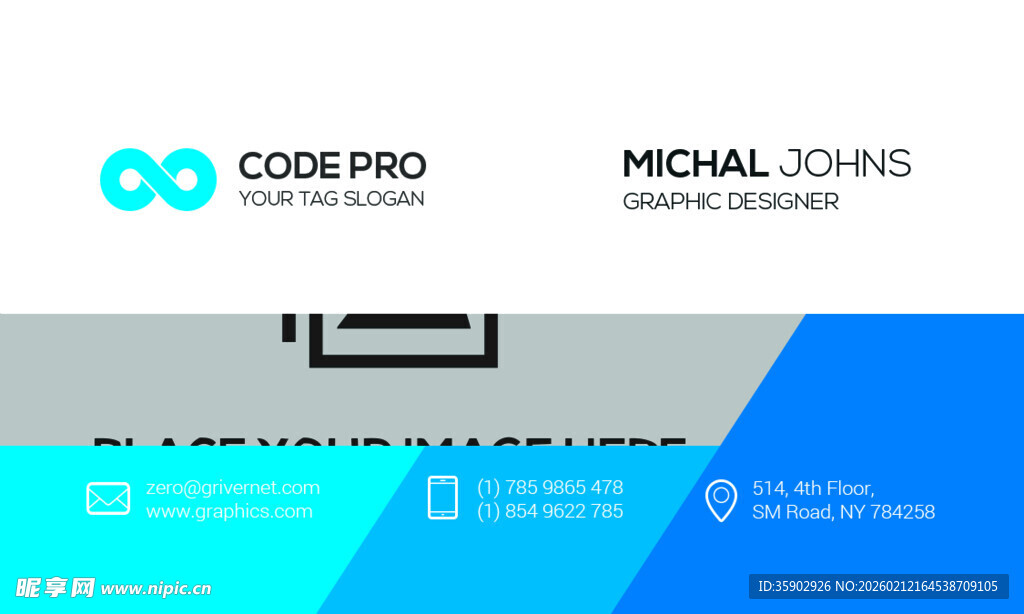 高档简约蓝色系名片模板