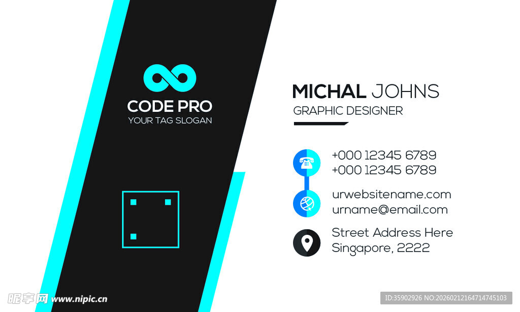 高档简约蓝色系名片模板