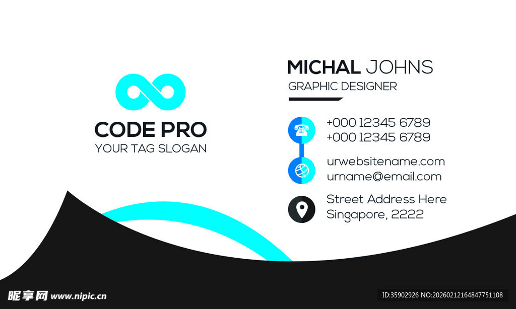 高档简约蓝色系名片模板