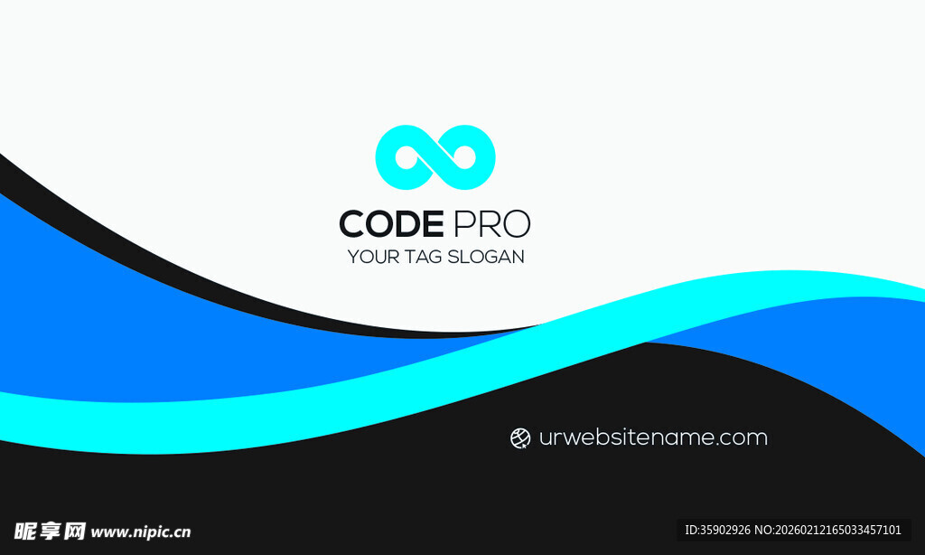 高档简约蓝色系名片模板