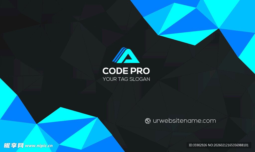 高档简约蓝色系名片模板