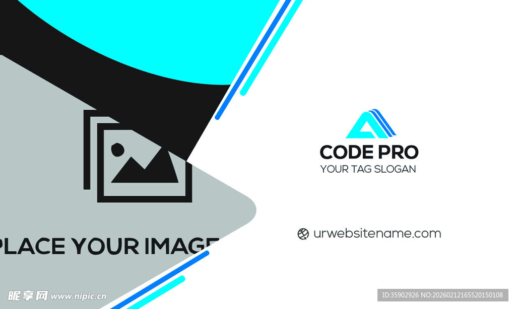 高档简约蓝色系名片模板