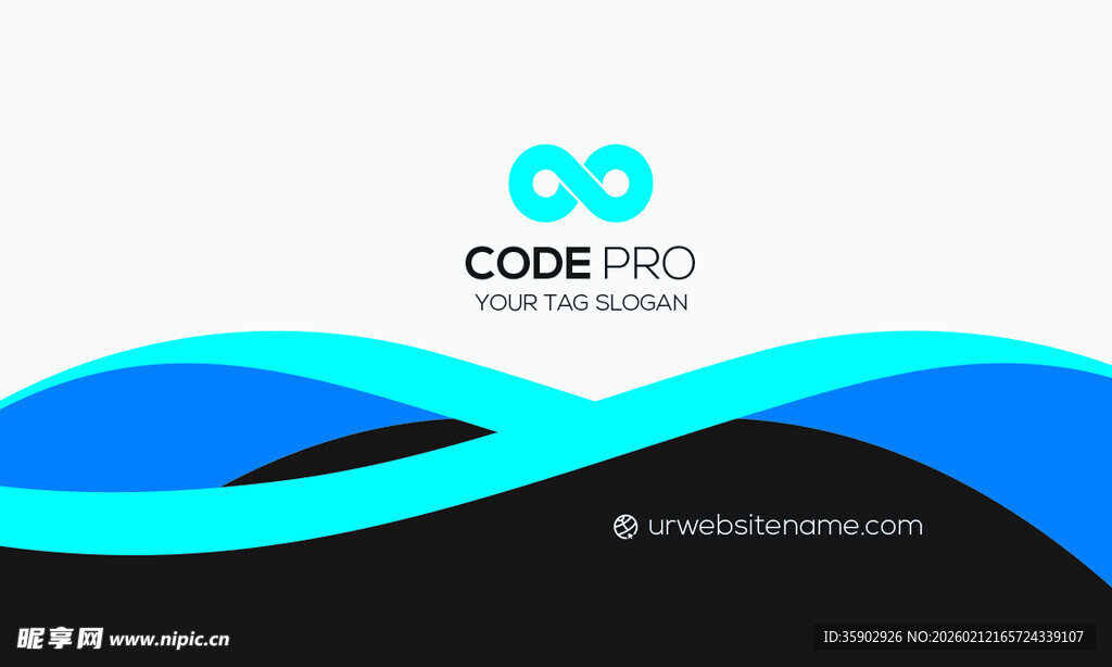 高档简约蓝色系名片模板