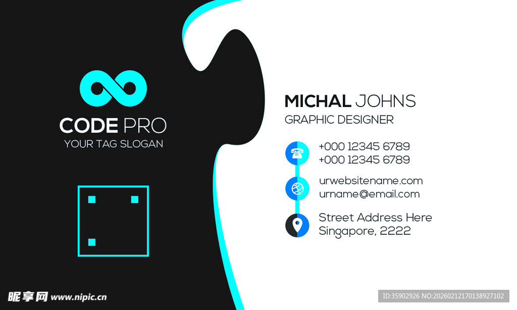 高档简约蓝色系名片模板