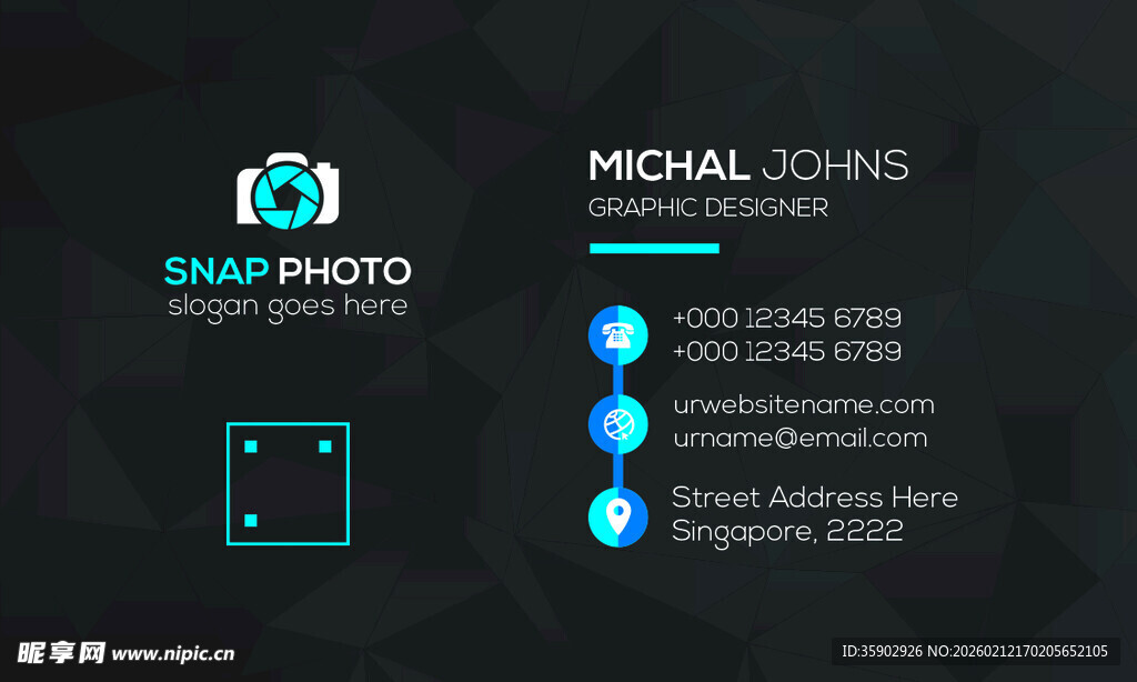 高档简约蓝色系名片模板