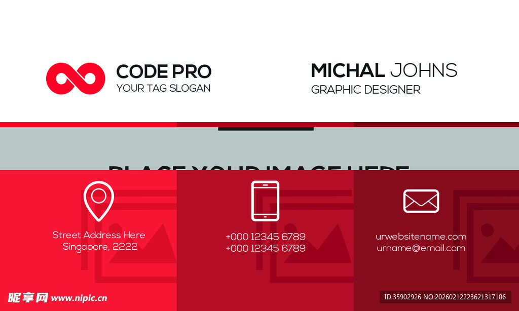 红色商务风格名片素材