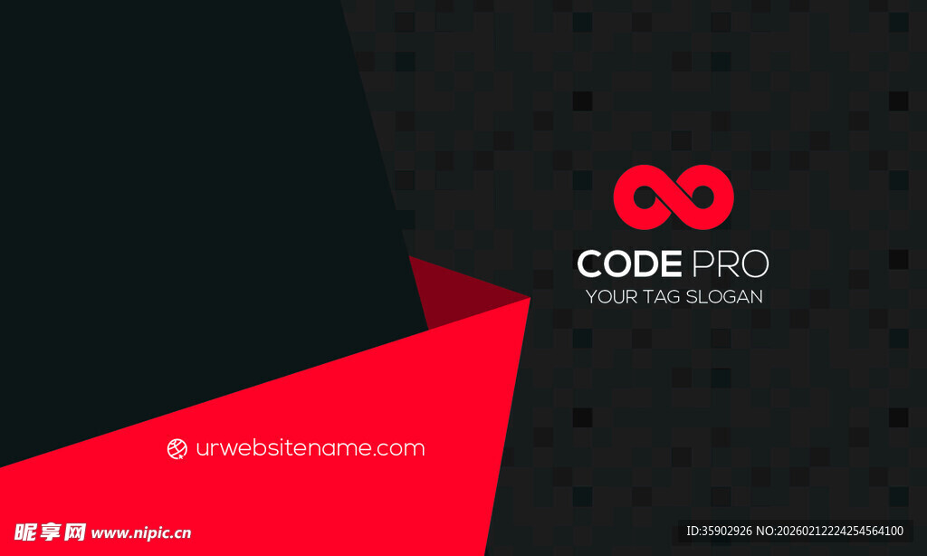 红黑几何背景名片素材