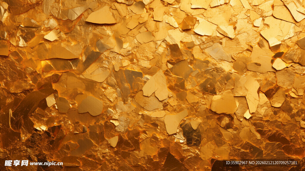 金色碎叶纹理背景图