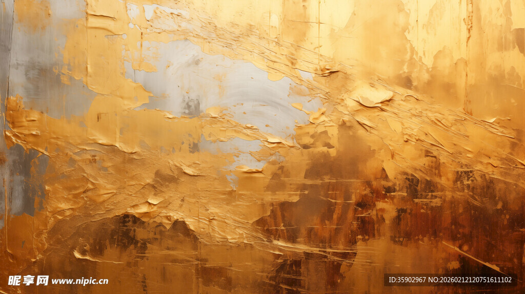 金色抽象纹理艺术画作