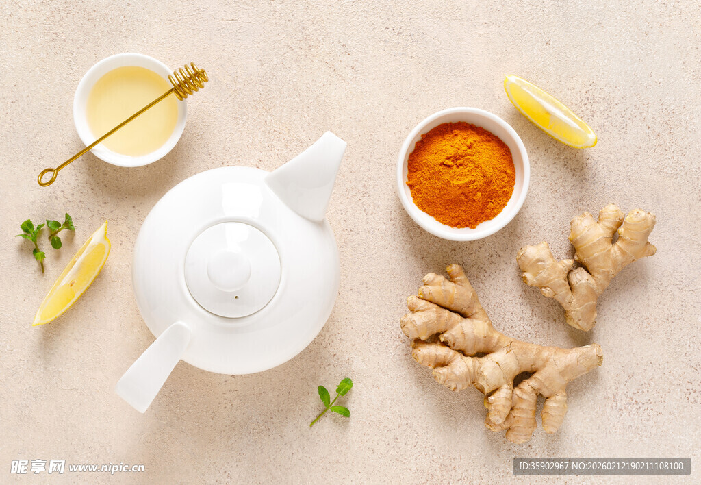 姜黄柠檬养生茶饮食材