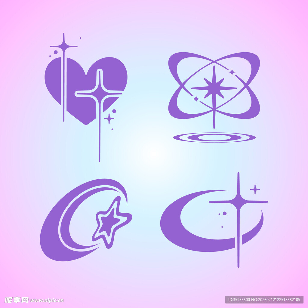 梦幻紫色星座元素图标