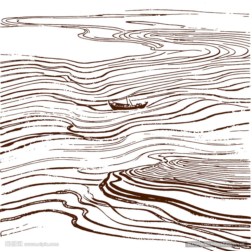海上滩涂抽象线条构成的纹理图案