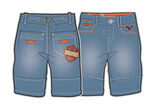 时尚蓝色牛仔短裤款式图