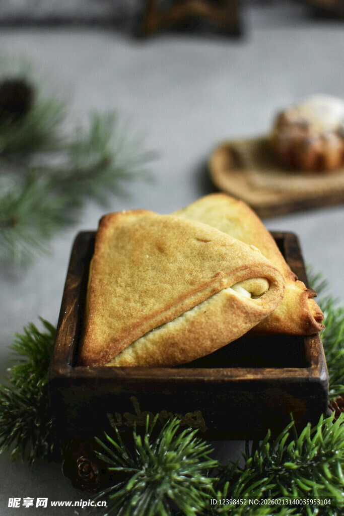 圣诞风摆盘的美味三明治