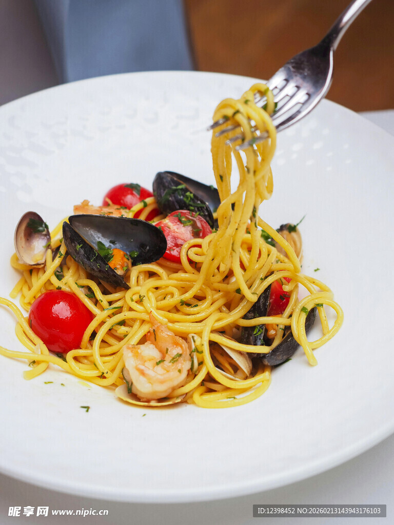 海鲜意面特写