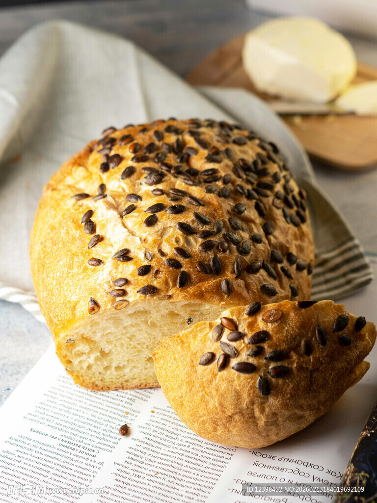 芝麻全麦面包特写