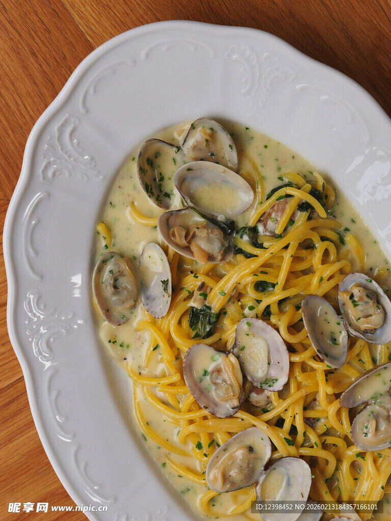 奶油蛤蜊意面美味呈现