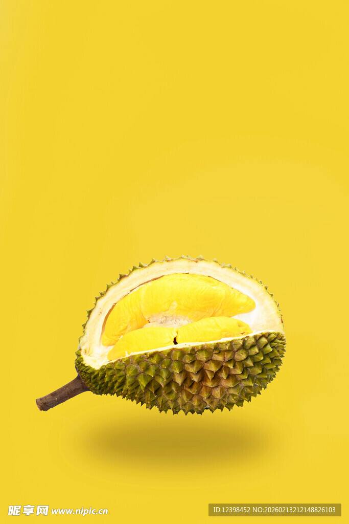 切开的榴莲果肉特写