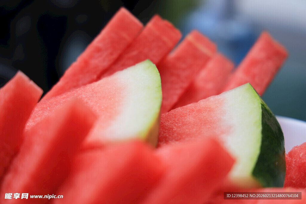 新鲜切块西瓜诱人色泽
