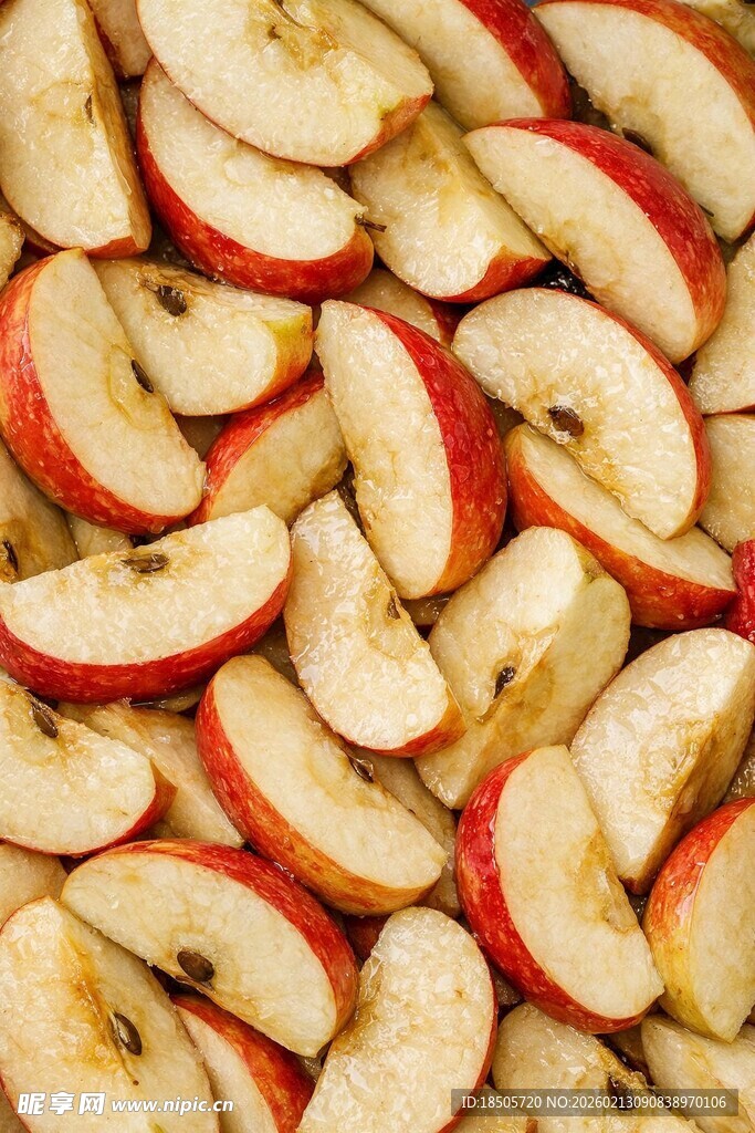 切片红苹果特写