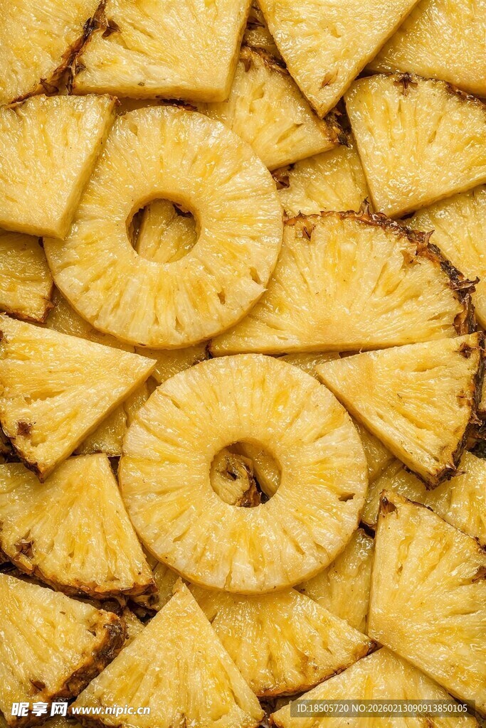 切片菠萝特写